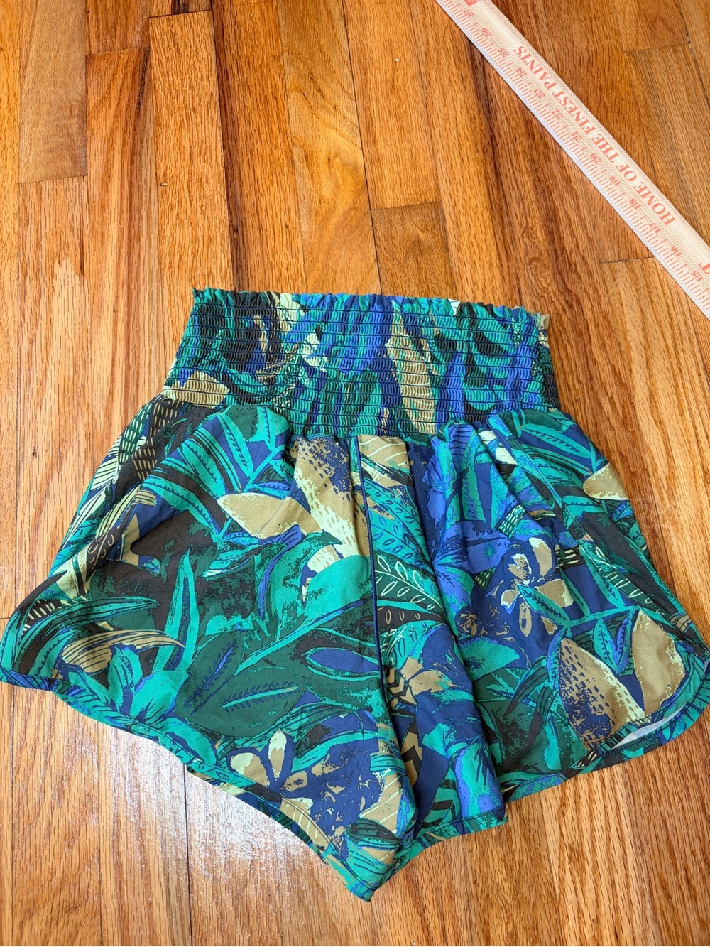 Aerie 2n1 High-Waist Tropical Print Shorts - Blue Green Medium